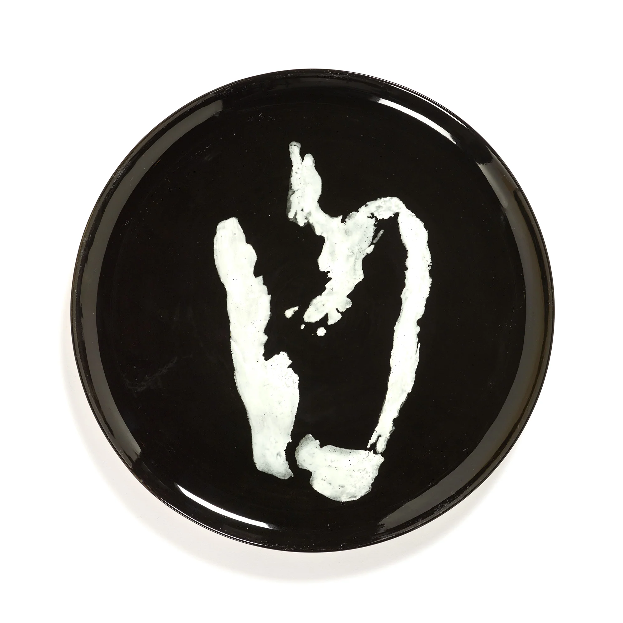 Black Plate with White Pepper Motif