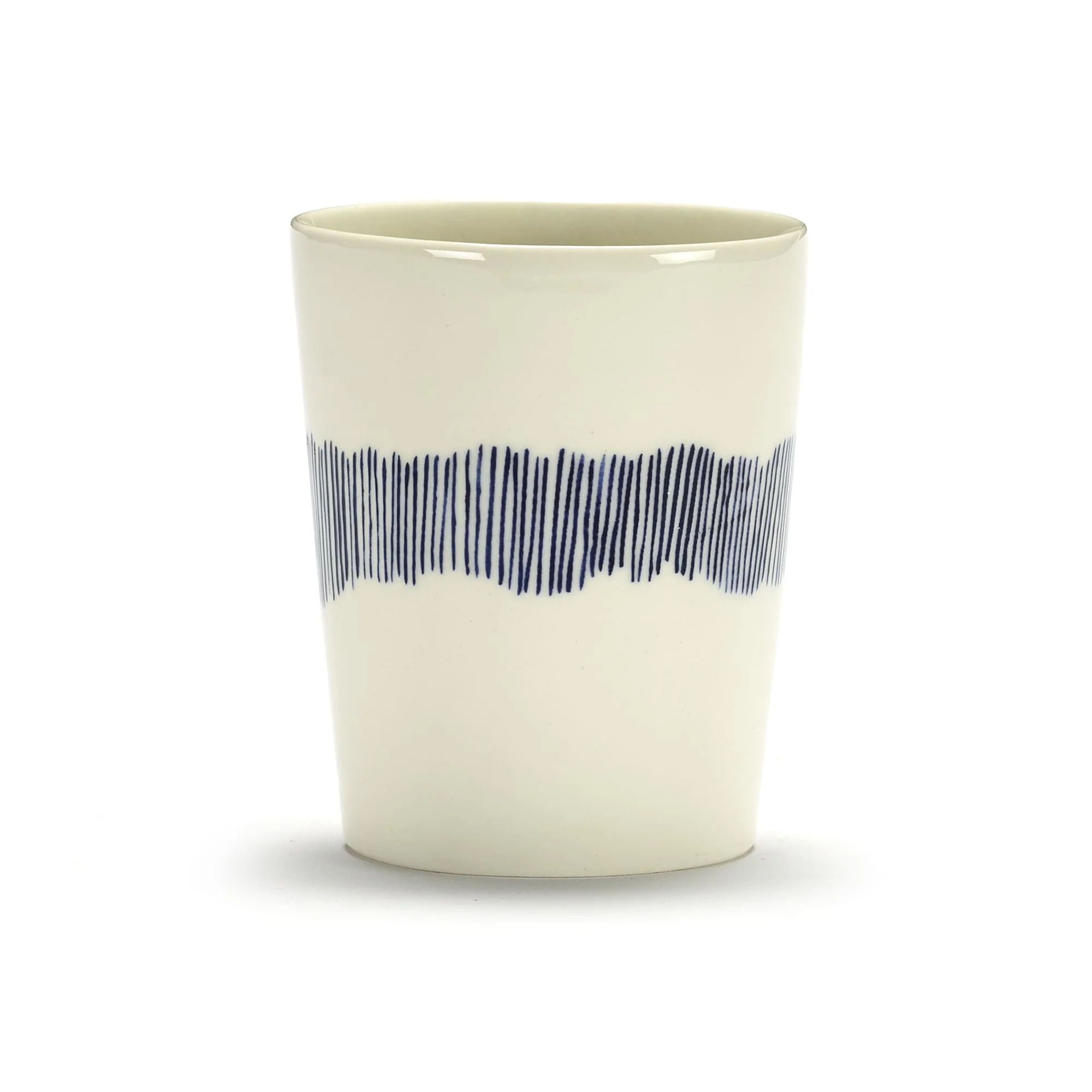 White Cup with Blue Stripes