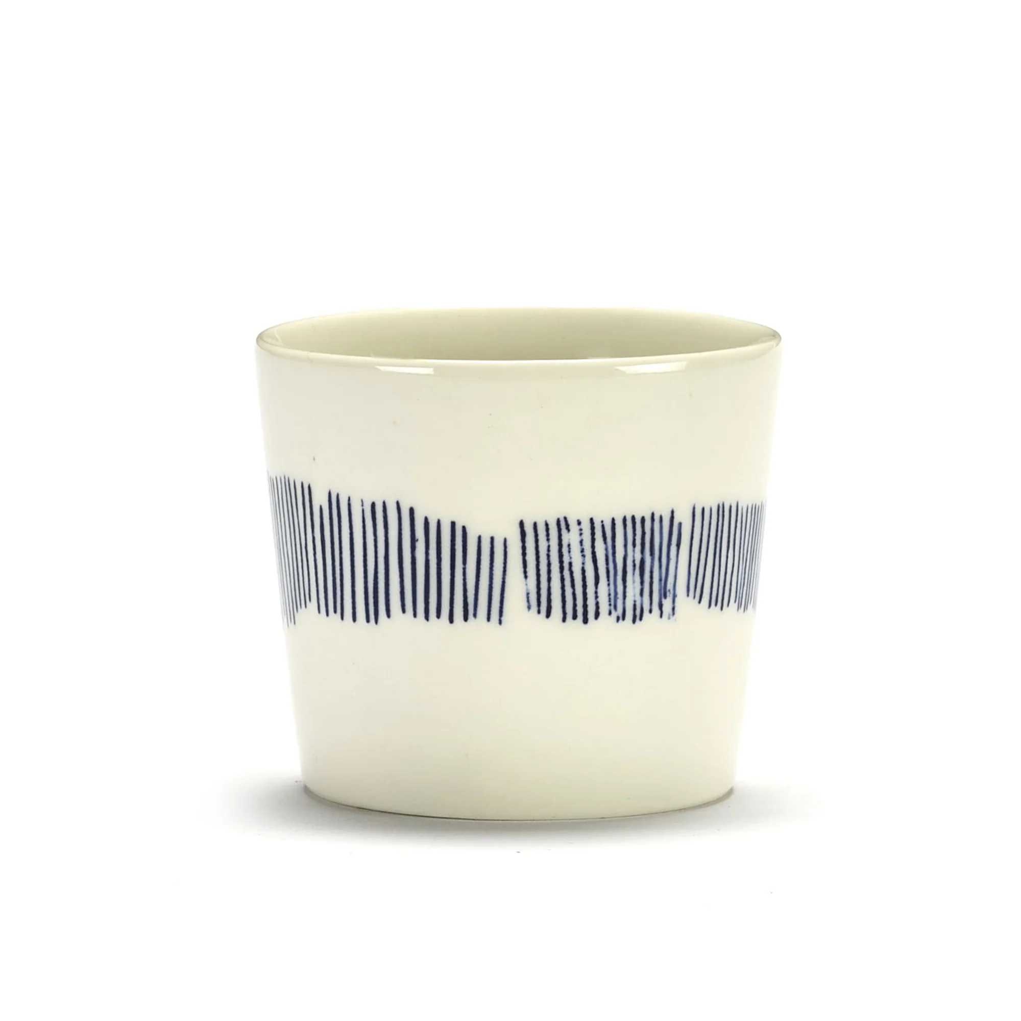 White Cup with Blue Stripes - Image 2