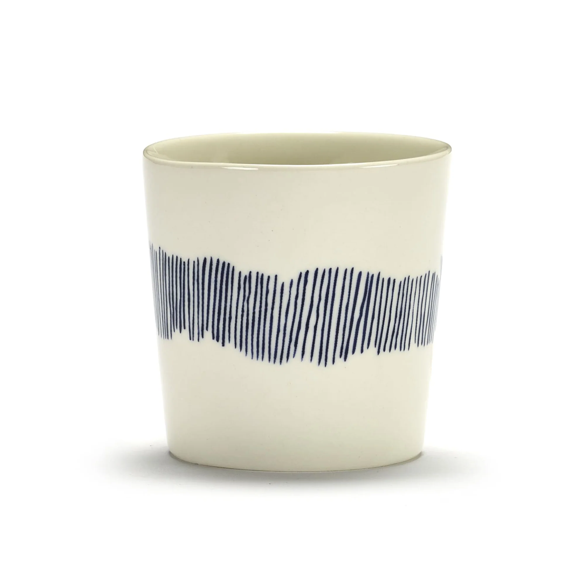 White Cup with Blue Stripes - Image 3